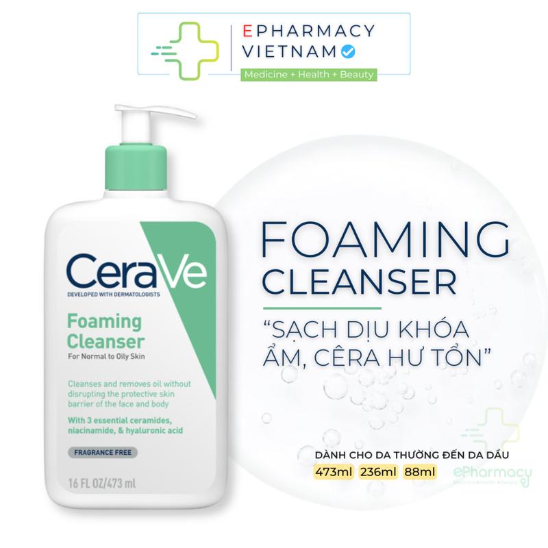 CHÍNH HÃNG Sữa Rửa Mặt CERAVE Foaming Facial Cleanser Giúp Làm Sạch Dành Cho Da Dầu Mụn