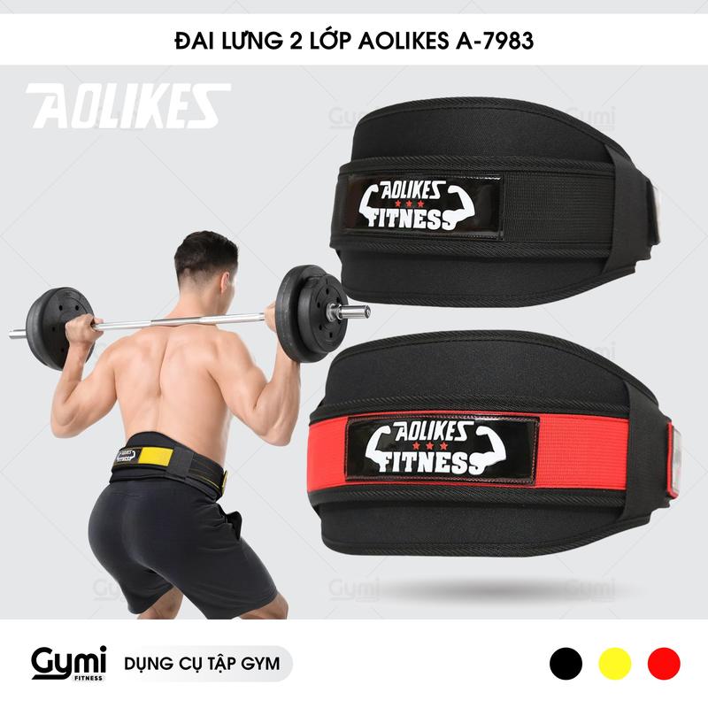 Phụ Kiện Đai Lưng 2 Lớp Aolikes A-7983 | Nịt Lưng Tập Gym | Bảo Vệ Lưng A-7983