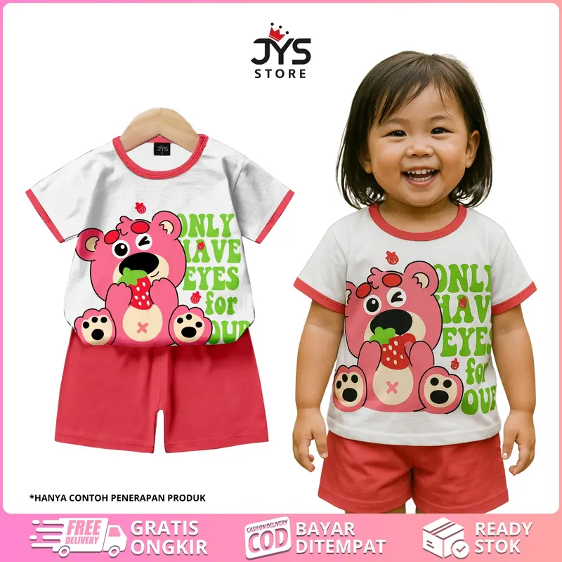 (Beli Lokal) JYS - PAKET HEMAT ISI 6 Setelan Anak Perempuan Kode 1 Bear Motif RANDOM Fashion 4