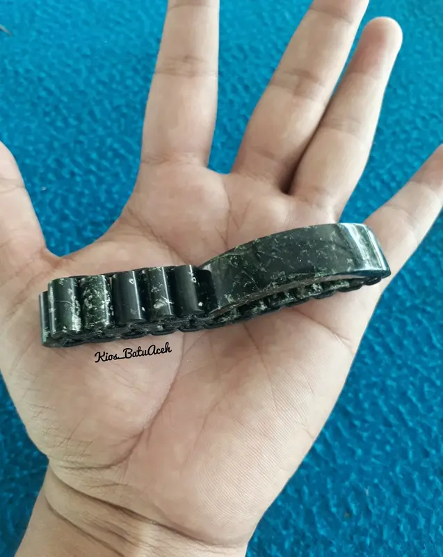 Gelang Batu Giok Black Jade Loreng Original Asli Aceh Plat Tabung Loreng 3
