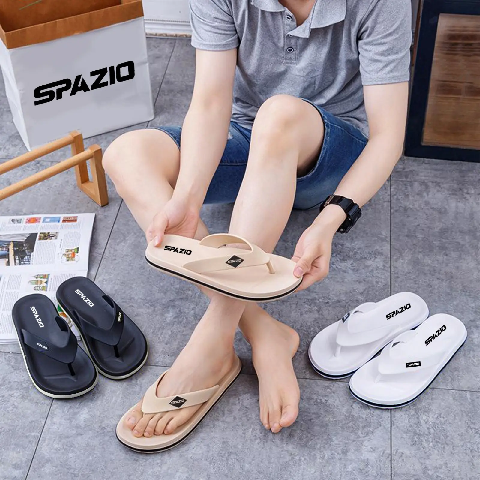 Sandal Jepit Pria Karet Anti Slip Sendal Japit Cowok Laki laki Dewasa Distro - Berbagai Warna dan Ukuran