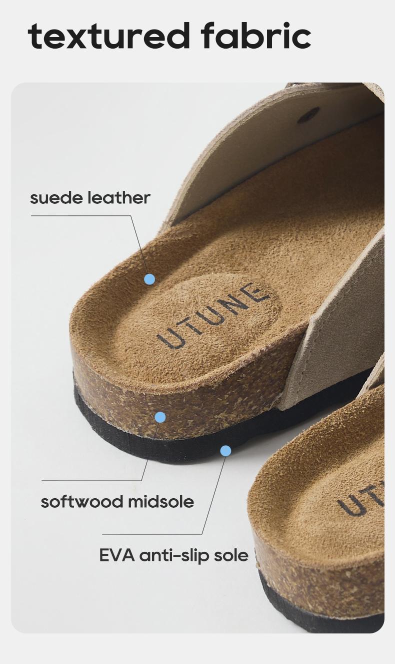 Product Introduction of UTUNE Retro Lazy Suede Half Slippers Women's New Thick Bottom Belt Buckle Adjustable Shoes 3