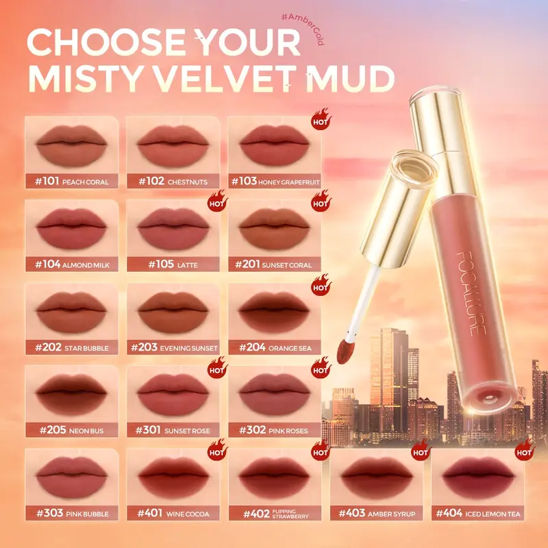 FOCALLURE#AmberGold Velvet Matte Lip Clay Multi-use Sponge Lip Brush 2