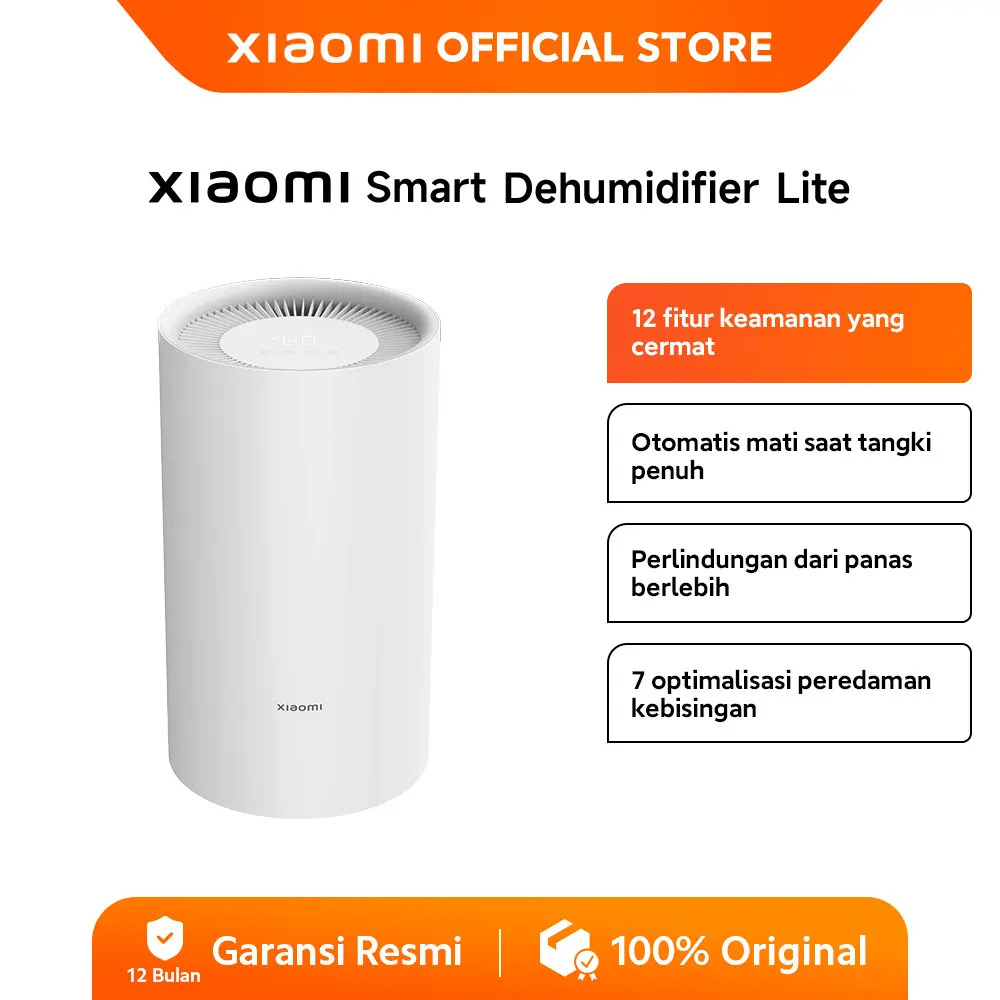Xiaomi Smart Dehumidifier Lite | 12 Fitur keamanan | Fitur otomatis mati | Perlindungan panas | 7 Peredam kebisingan | Penyerap kelembapan | [Official Store]