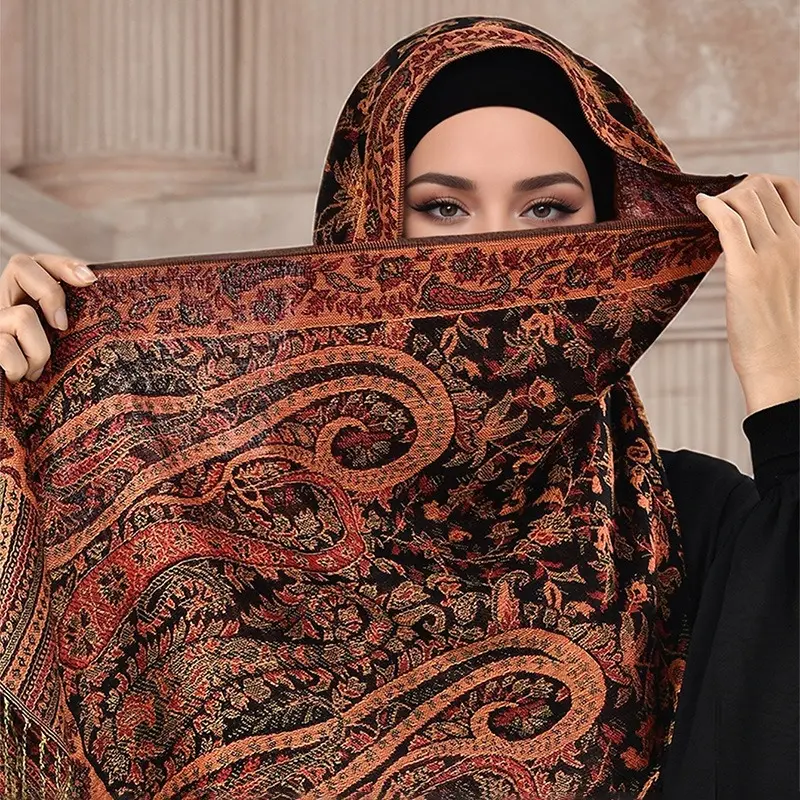 Pashmina Medina Royal Heritage/ Motif Kashmir Eksklusif/ Syal Elzara Motif Timur Size 180*70 cm 4