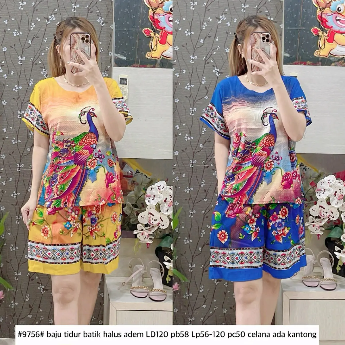#9756 Baju tidur batik merak LD120