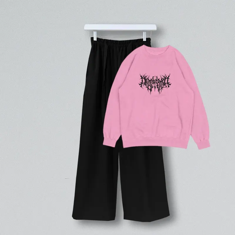 COD Setelan Sweater Basics dan Celana kulot wanita remaja kekinian HARAYAKU Bahan FLEECE 4