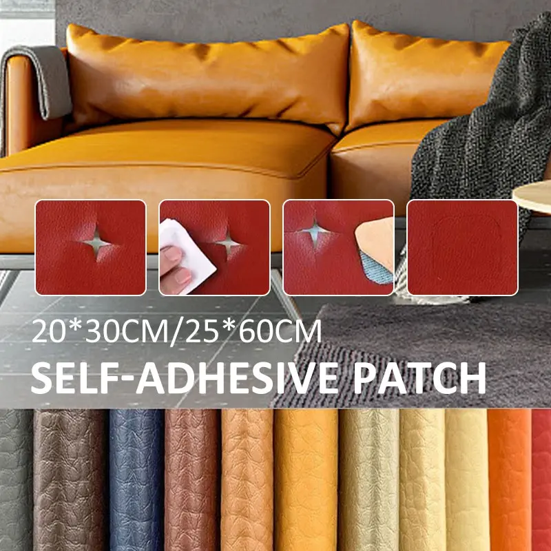50*60cm Artificial PVC Leather Patches Faux Synthetic Leather Fabric Self Adhesive For Sofa Repair Patches Sticky DIY Material