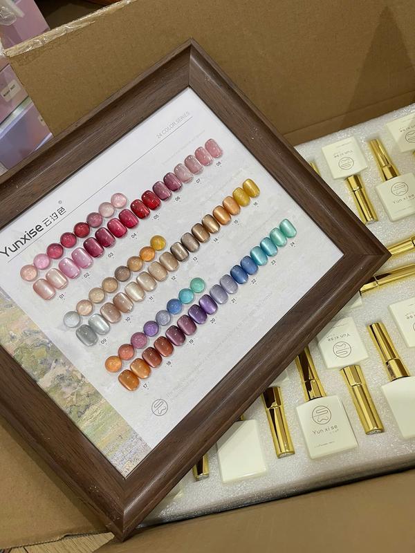  Set mắt mèo ánh nước YUNXISE chính hãng - Set mắt mèo ánh nước TÔNG ĐẬM 24 màu cao cấp   tặng bảng màu + thanh hút     Nail Giá Tốt   