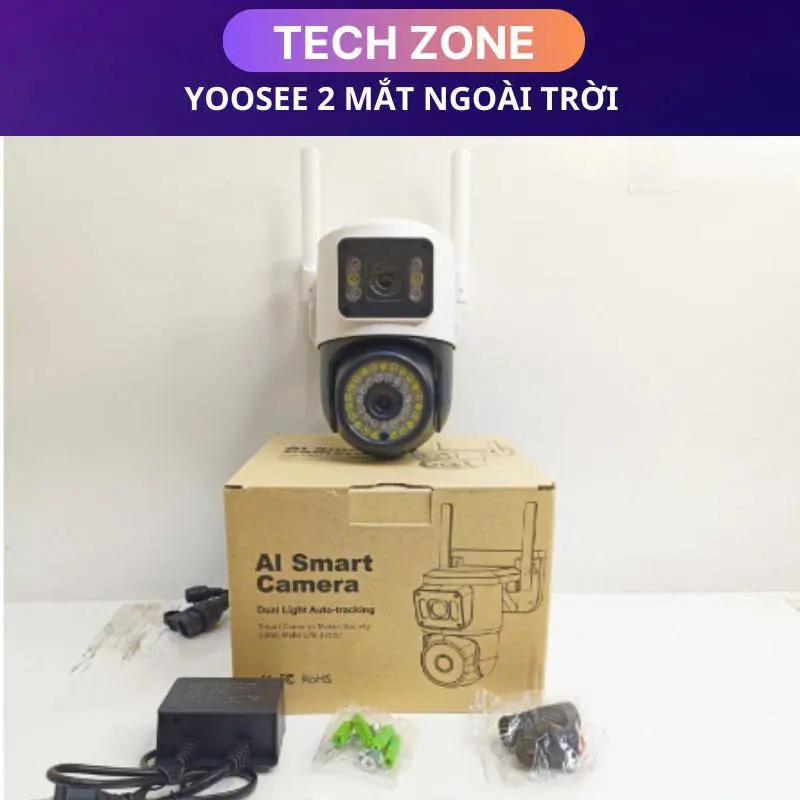 [PHIÊN BẢN ĐẶC BIỆT] Camera wifi 2 mắt ngoài trời KỲ LÂN có loa đàm thoại 2 chiều , có màu ban đêm , cảnh báo chụp ảnh gửi về máy , xoay 360 độ , có đèn LED cảnh báo 1