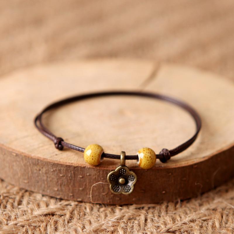 Product Introduction of Lắc Chân Vòng Tay Bohemian, Phong Cách Cổ Điển Với Mặt Dây Chuyền Hoa Cặp Đôi, Vòng Tay Dây Rút, Dành Cho Phụ Nữ 5