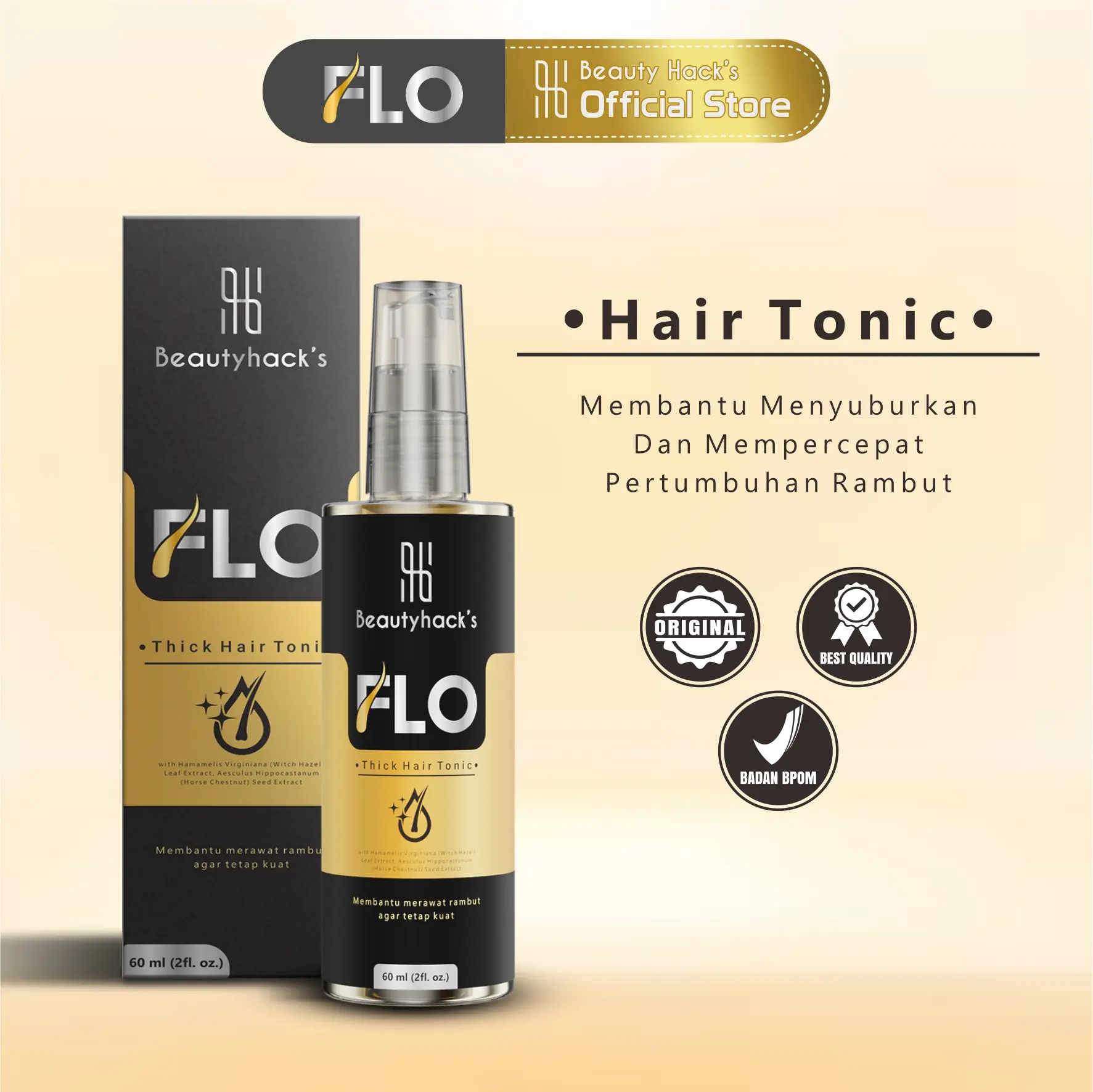 FLO HAIR TONIC | MENUMBUHKAN RAMBUT KEBOTAKAN DINI | 60 ML