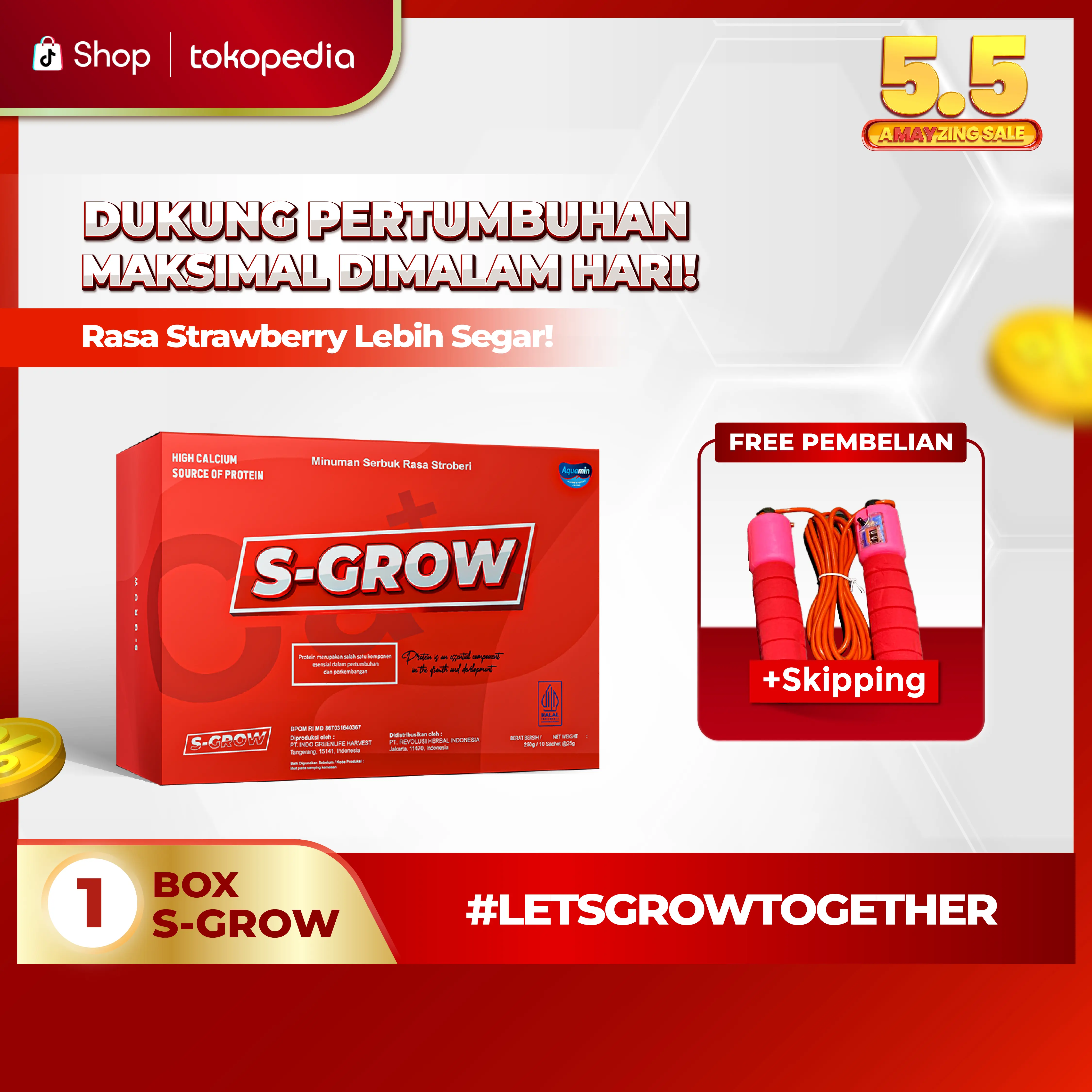 S-GROW SUPLEMEN MENINGGIKAN BADAN Untuk Dewasa