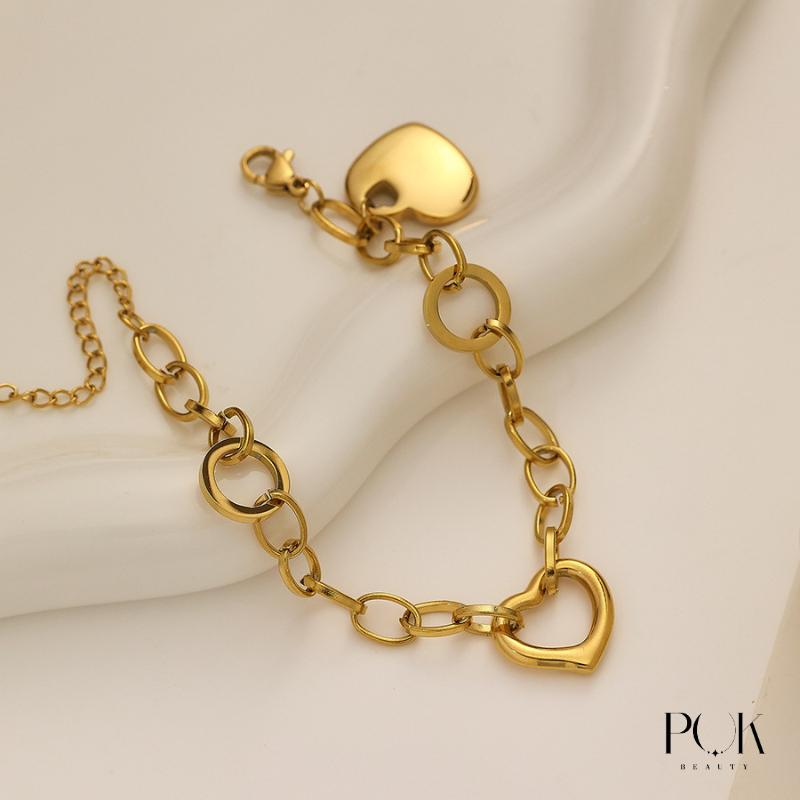 Product Introduction of PUK 【LOVE BRACELET】 Gelang tangan Wanita, Bracelet Berbentuk Hati Berongga, Fesyen Boleh Laras Bahan keluli tahan karat, Rantai Berbilang Bulatan, Tidak Luntur Hipoalergenik, Hadiah Aksesori Sesuai untuk Rakan, Didatangkan dengan Kotak Percuma. Bracelets 3
