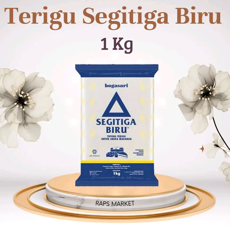 Segitiga Biru Tepung Terigu 1Kg  + Packing Kardus 0