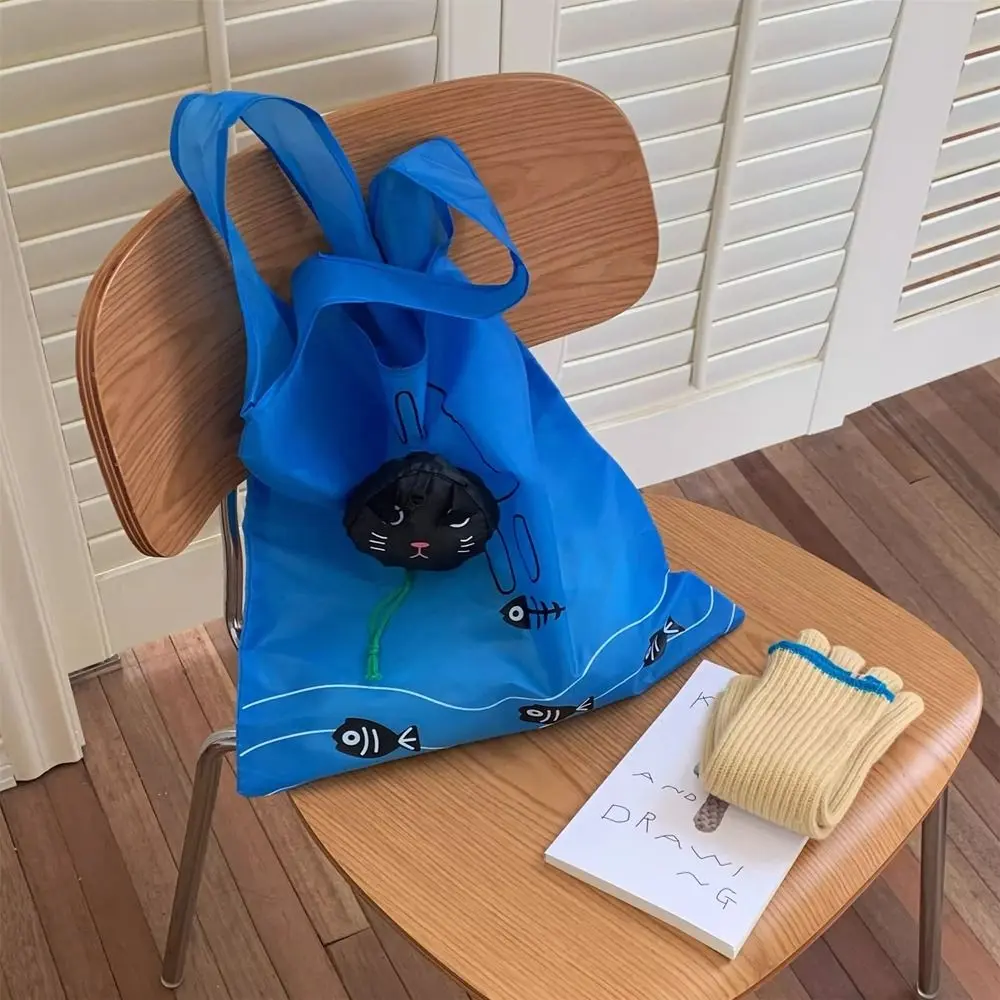 Waterproof Frog Foldable Shopping Bag Cartoon Cat Foldable Eco Bag Cloth Bag Eco-Friendly Shopping Storage Bag Travel