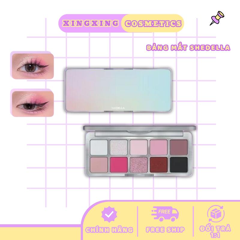 Bảng phấn mắt Shedella 10 màu lấp lánh tông màu dịu dàng cá tính style Hàn Quốc lâu phai không thấm nước