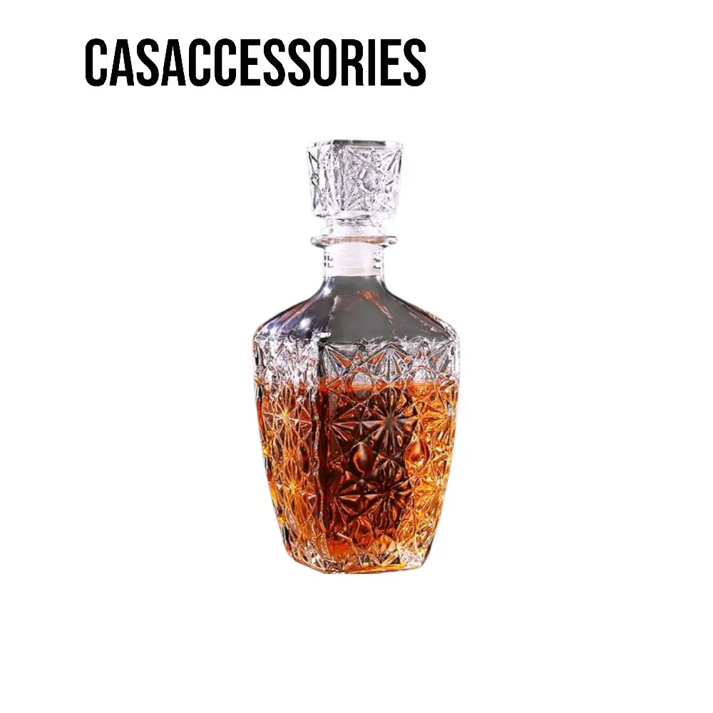 Whisky Decanter Glass Bottle Liquor Scotch Diamond 750ml - C04 - Transparent - Casaccessories
