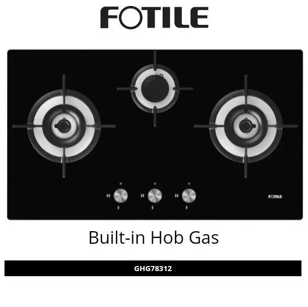 FOTILE Kompor Tanam Gas 3 Tungku/Built-In Hob Gas type GHG78312 Free Baterai free Installasi
