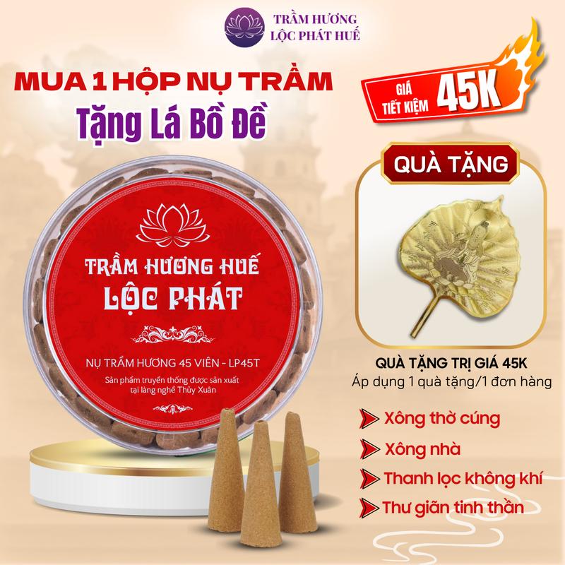 [TẶNG LÁ BỒ ĐỀ] Trầm nụ xông nhà Lộc Phát, nụ trầm đuổi muỗi, nhang xông phong thủy, thờ cúng hộp 45 viên 0