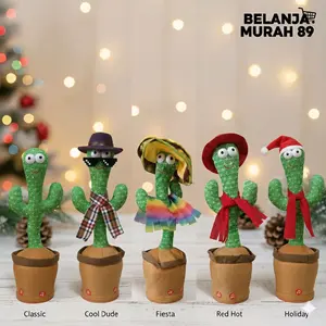 Mainan Kaktus Bergoyang dan Bicara - Boneka Kaktus Dengan Lampu LED Bawaan - Berayun Dan Menari - Kaktus Yang Dapat Mengeluarkan Suara