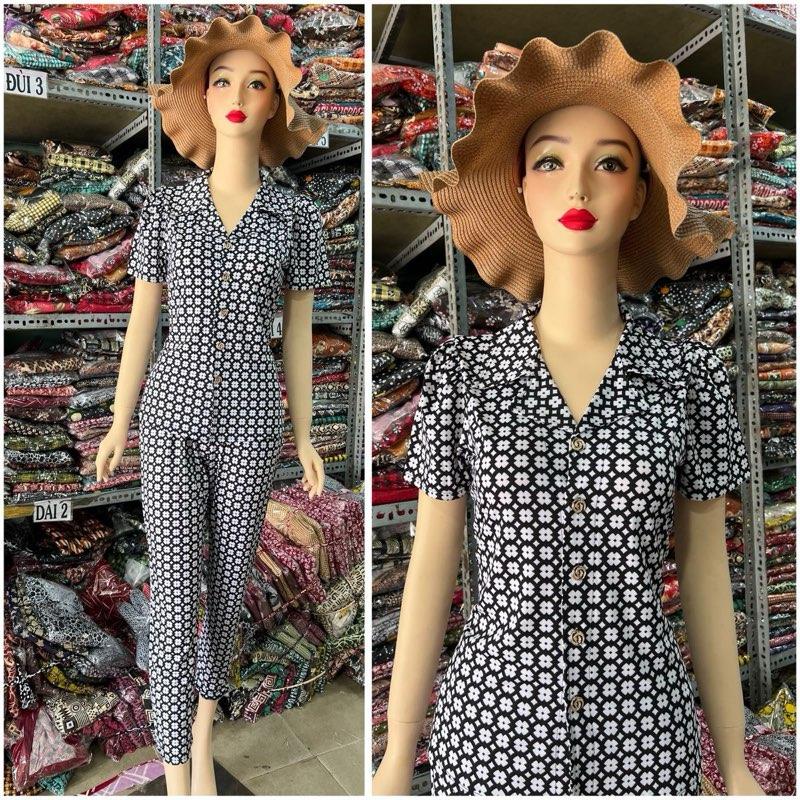 Đồ bộ cổ Vest quần dài áo tay ngắn thun Ati size1,2,3,4,5 Thoải mái Women Voi Top 4