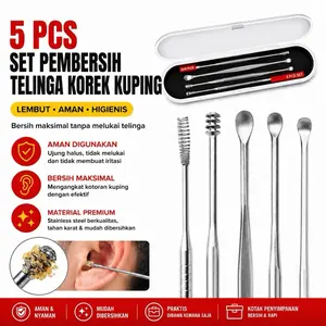 Paket Alat Pembersih telinga Kuping Korek Besi Kuping 5 in 1 Korek Kuping Stainless steel