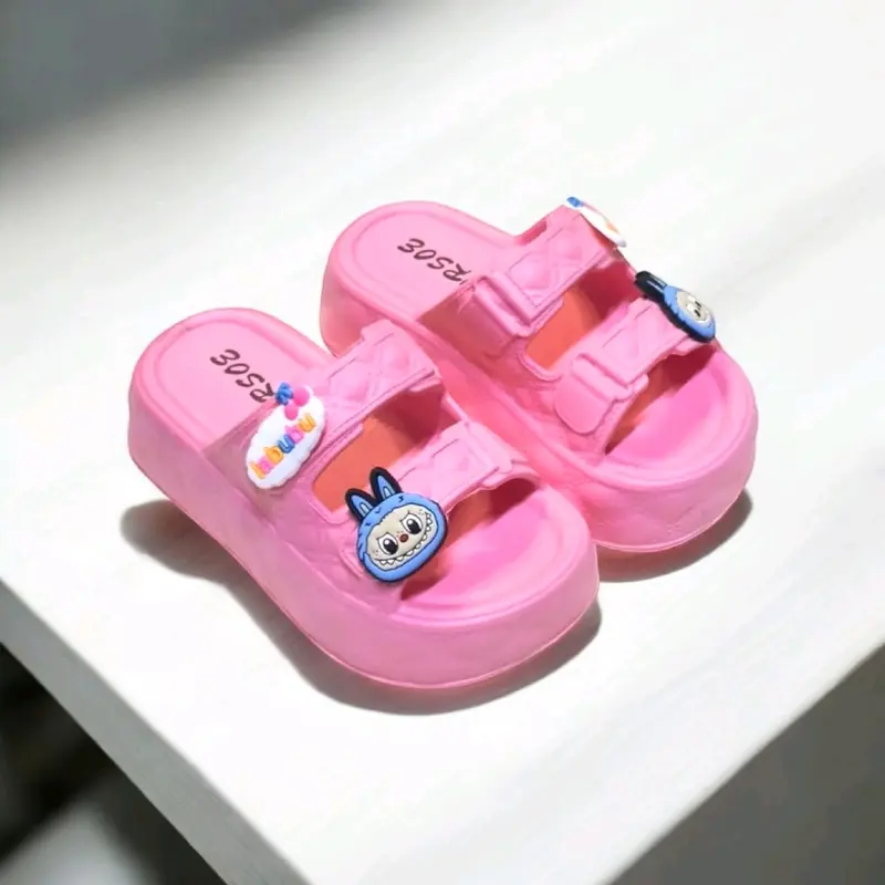 Sandal Selop Anak Perempuan Sandal Wedges Anak Cewek Slip On Double Strap Motif Labubu 572 2