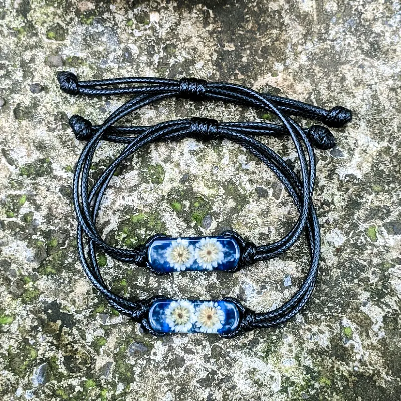 gelang couple resin glow in the dark / gelang resin edelweiss / gelang  Laki-laki Perempuan Liontin Tali Bracelets 0