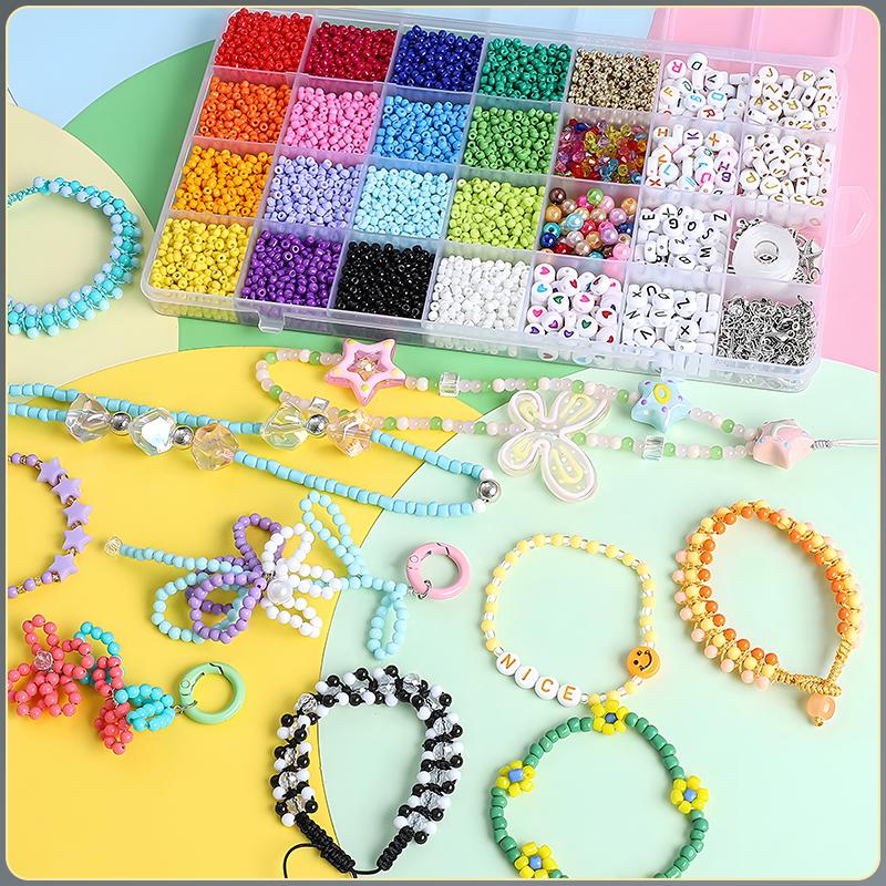 Đẳng cấp Bộ 5000 Hạt Cườm Đa Màu - Set DIY Làm Vòng Tay Couple & Vòng Tên | Dây Chun Cao Cấp + Hạt Tim Chữ Không Phai - Quà Tặng Handmade
