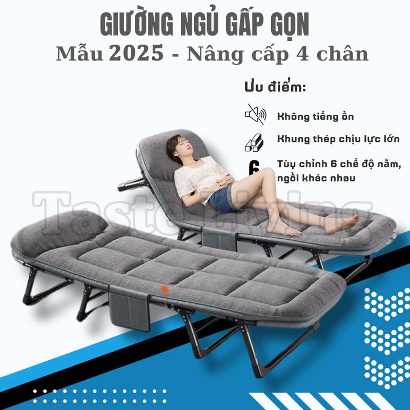 Mẫu 2025 Giường Ngủ Văn Phòng Gấp Gọn Có Đệm Gấp Gọn Giường Xếp Thông Minh Di Động Nằm Nghỉ Trưa Tiện Ích.Trọng Tải 100kg