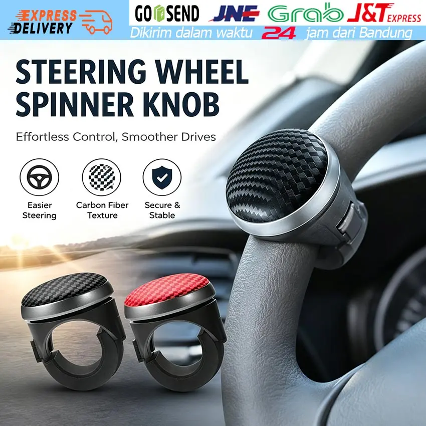 Universal Power Handle Steer Premium Knob Stir Mobil ABS Plastik Carbon Fiber Silikon Anti Slip