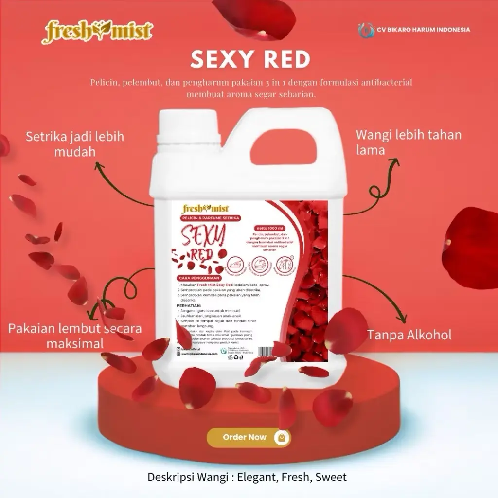 Fresh Mist Pelicin Pelembut Pakaian Sexy Red Pewangi Tahan Lama netto 1L Paling Murah
