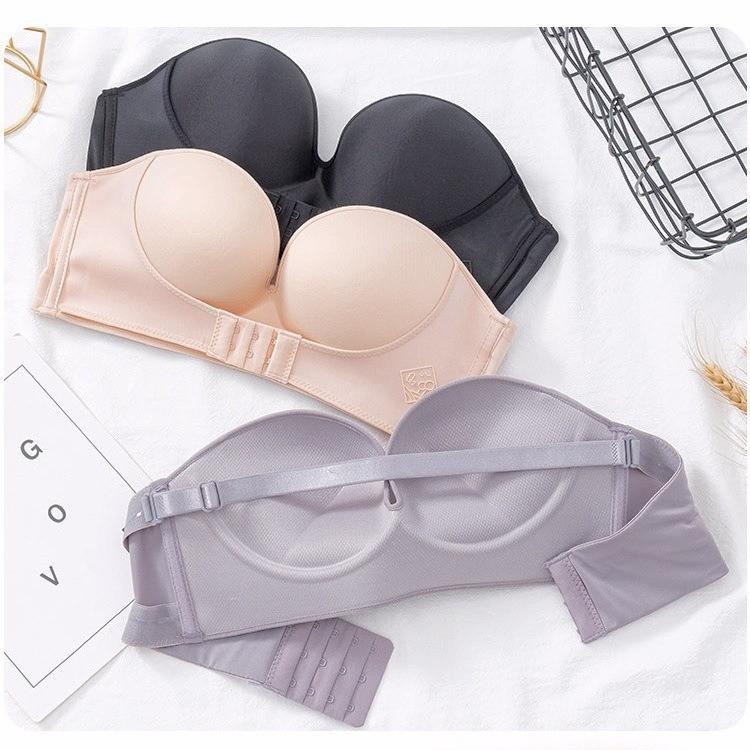  Combo 2 Áo Cup Ngực Không Dây Mút Dày Nâng Ngực Và Tạo Khe - Áo Ngực nữ Cúp Ngang Không Gọng Cài Trước Chống Tụt KING SHOP Bra Women áocon nữ ômngực Top đen kaki hồng áo lót không gọng A336 