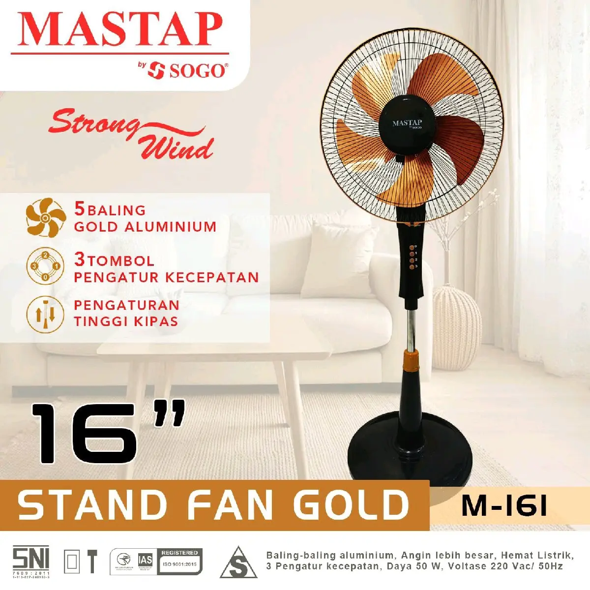 Kipas berdiri Golden Tornado Mastap dari*Sogo* 16 inch M-161
