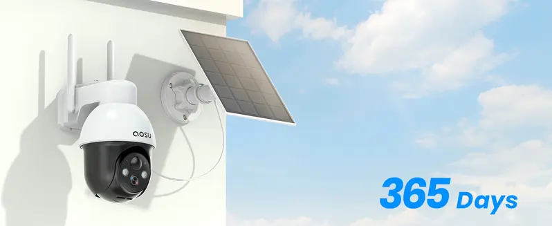 Product Introduction of AOSU Solar Security Camera Wireless Outdoor with Panoramic PTZ, Human Auto Tracking, 2K Night Vision, Light and Sound Alarm, 2-Way Audio, Compatible with Alexa/Google Assistant for Home Surveillance 11