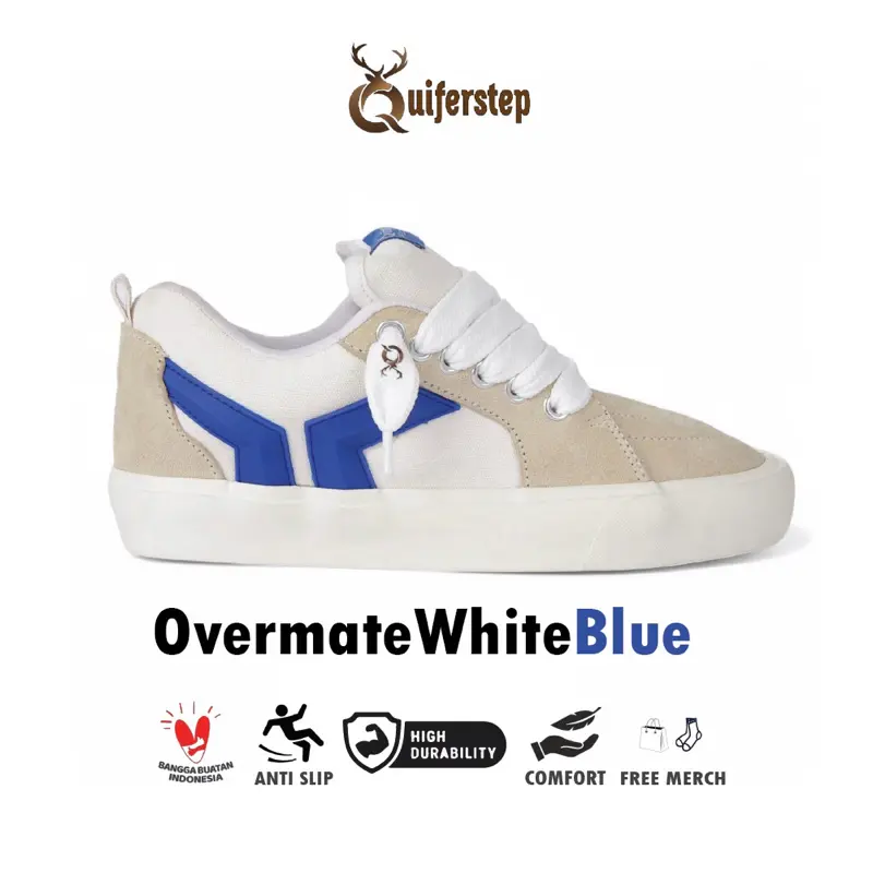 QUIFERSTEP - Sepatu Gendut Quiferstep Overmate White Blue Kasual Sneakers Gemuk Shoes Casual Putih Biru Pria Wanita