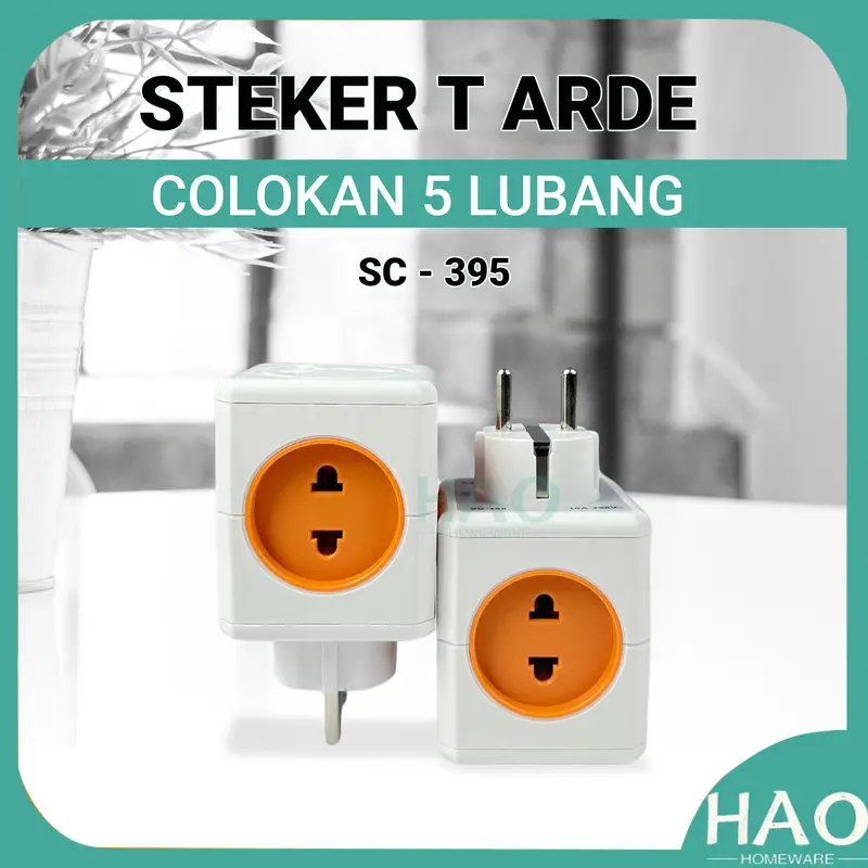 [HAO] Steker T Arde 5 Lubang / CAHAYA SC-395 & SC-395 USB / Steker Berkualitas SNI 8