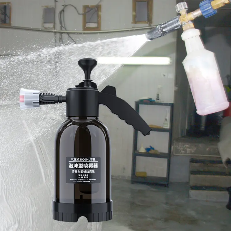 Bình Xịt Bọt Áp Lực Tay Cho Xe Hơi, Dung Tích 2000ml, Chắc Chắn Và Dễ Phối Đồ Tiết Kiệm Sức Lao Động, Đi Kèm Với 2 Vòi Phun, Thích Hợp Để Làm Sạch Xà Phòng, 12,5x33cm, Cho Vệ Sinh Xe Hơi 2