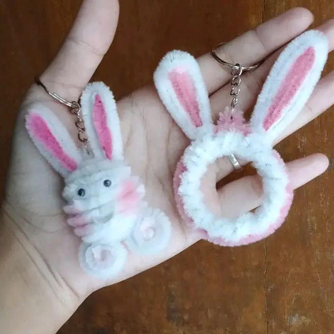 Ganci Karakter Kelinci Kawat Bulu lucu Handmade