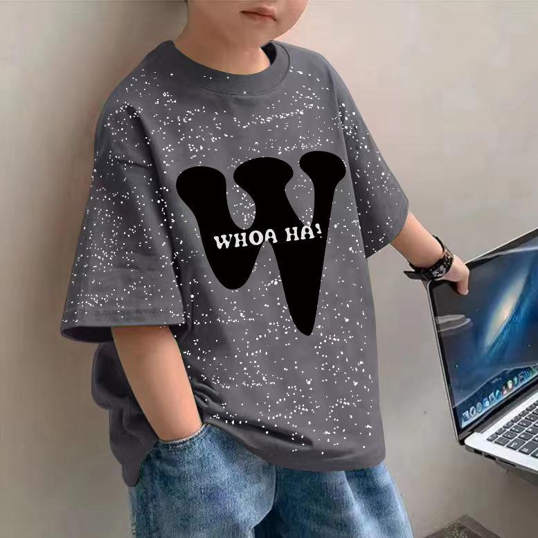 Áo Thun Cotton Nguyên Chất Cho Bé Trai Và Trẻ Em, Thời Trang Hàng Đầu, Phong Cách Ins, Ngắn Tay, Đẹp Trai, Thích Hợp Cho Mùa Hè, Trang Phục Người Nổi Tiếng Trên Internet, Quần Áo Trẻ Em Hàn Quốc áo thun bé trai mặc tết 0