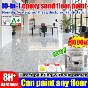 【13 warna】10 in 1 cat lantai epoxy pasir Otomatis leveling Anti tekanan tahan aus satu kali membentuk ruang terapan tamu kamar mandi dapur Tempat parkir Terrace taman pabrik lantai semen