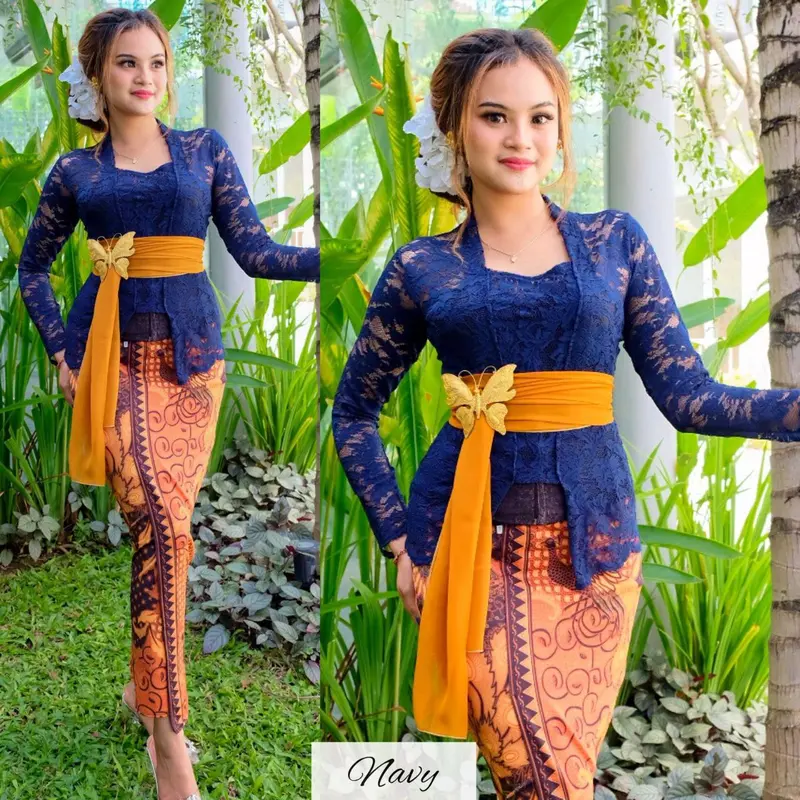 Setelan Baju Kebaya Brokat Stretch Sofia dan Rok Moscreft Batik Panjang Modern 1