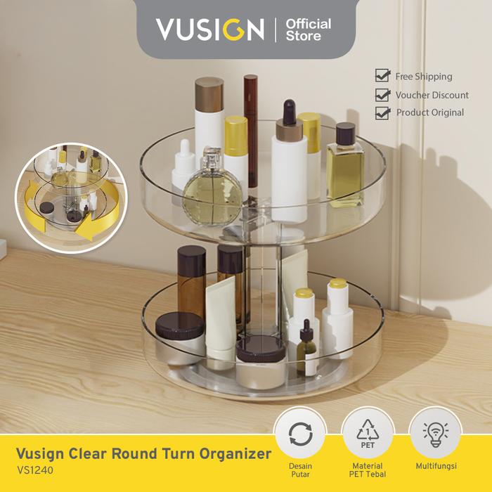 Gambar [NEW ARRIVAL] Vusign Clear Round Turn Organizer Shelf 2 Layer / Rak Meja Kosmetik Putar 2 TIngkat / Storage Makeup Shelf 2 Level Multifungsi VS1240 dari vusignhome Kab. Tangerang Tokopedia