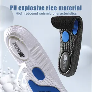 Running Sole Correction Unisex Arch Support Flat Insole Relieve Foot Pressure Insole Bantalan Udara Penyerapan Kejut Bantalan Sepatu Olahraga Penyerapan Kejut Sisipan insole  peninggi badan Shoe Hitam Putih