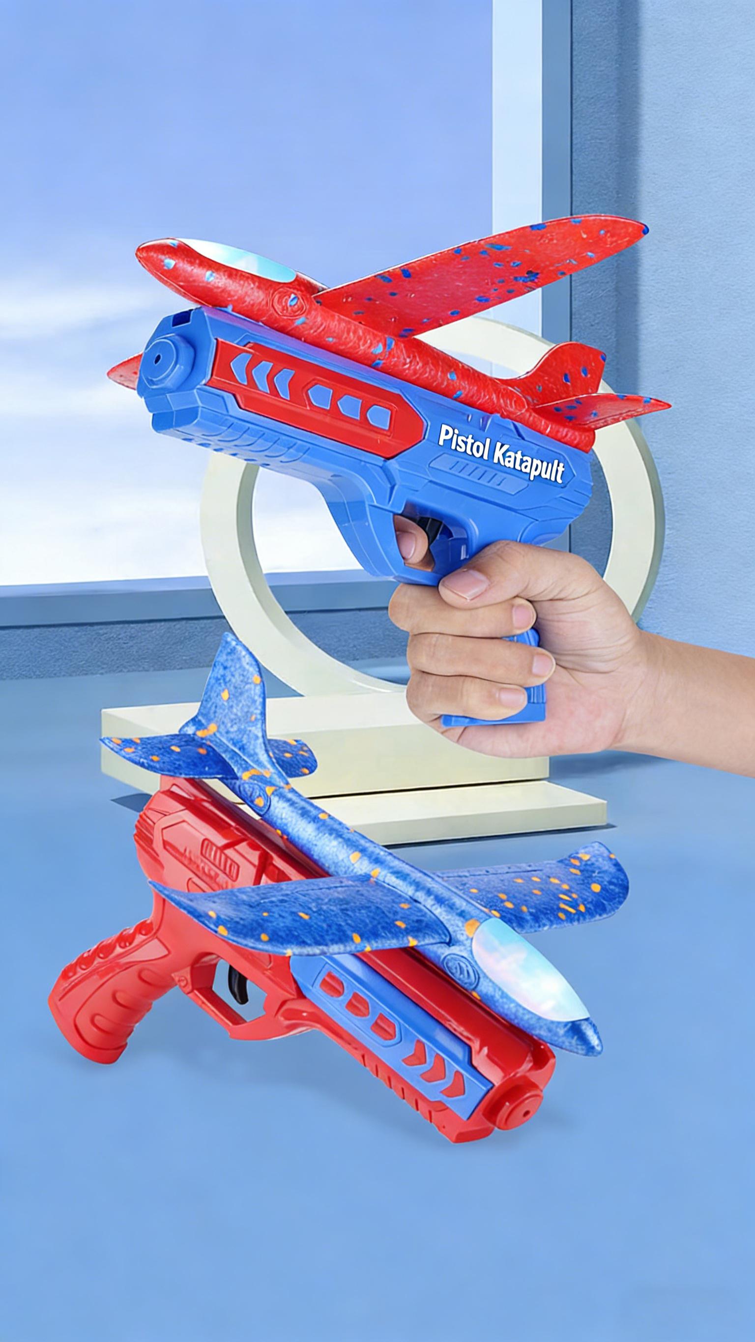 pesawat mainan pesawat Alat Peluncur Pesawat Terbang Manual Mainan Anak Edukasi Motorik Bahan Busa Empuk Aman Jarak Jauh Tembakan Pesawat LED Light Viral Murah Berkualitas