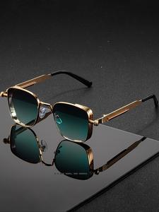 Lentes de Marco Metálico Cuadrado Vintage Steam Punk para Hombre, Color Plateado, Gafas de Moda para Actividades, Fiestas y Vacaciones