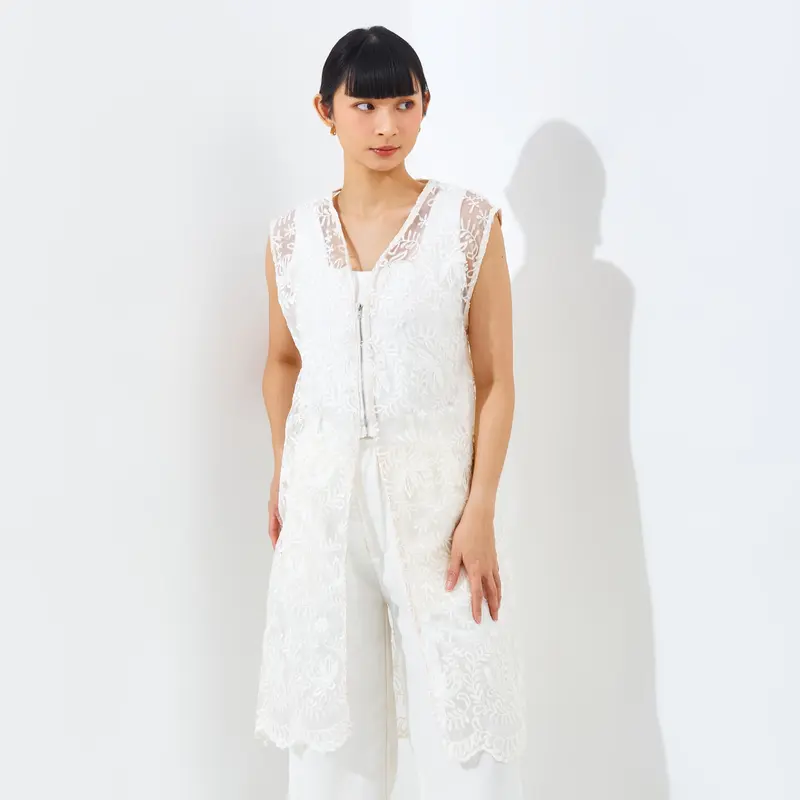 PUKKA Brooklyn Vest (Rompi Lace Brokat Panjang Resleting) 3