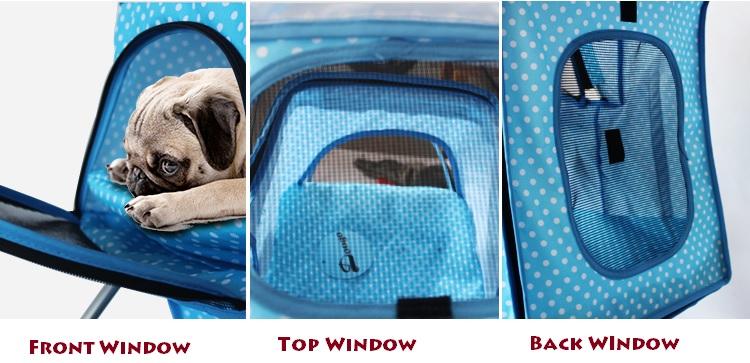 Product Introduction of Classic 3-Wheel pet Prams foldable washable light weight cheap multiple colours big compartment one step folding easy to move 33