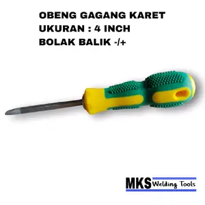 Obeng Bolak Balik Gagang Karet 4" | Obeng Plus Minus | Obeng Magnet Size 4 Inch
